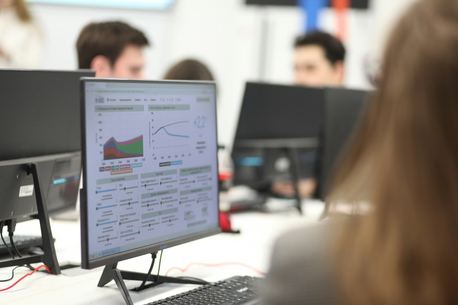 Support analyst reviewing live performance dashboards